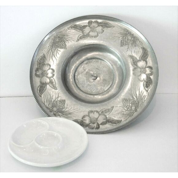 Wilson Specialties Wrought Aluminum LAZY SUSAN Turntable Cake Stand + PLATE USA - Picture 1 of 9